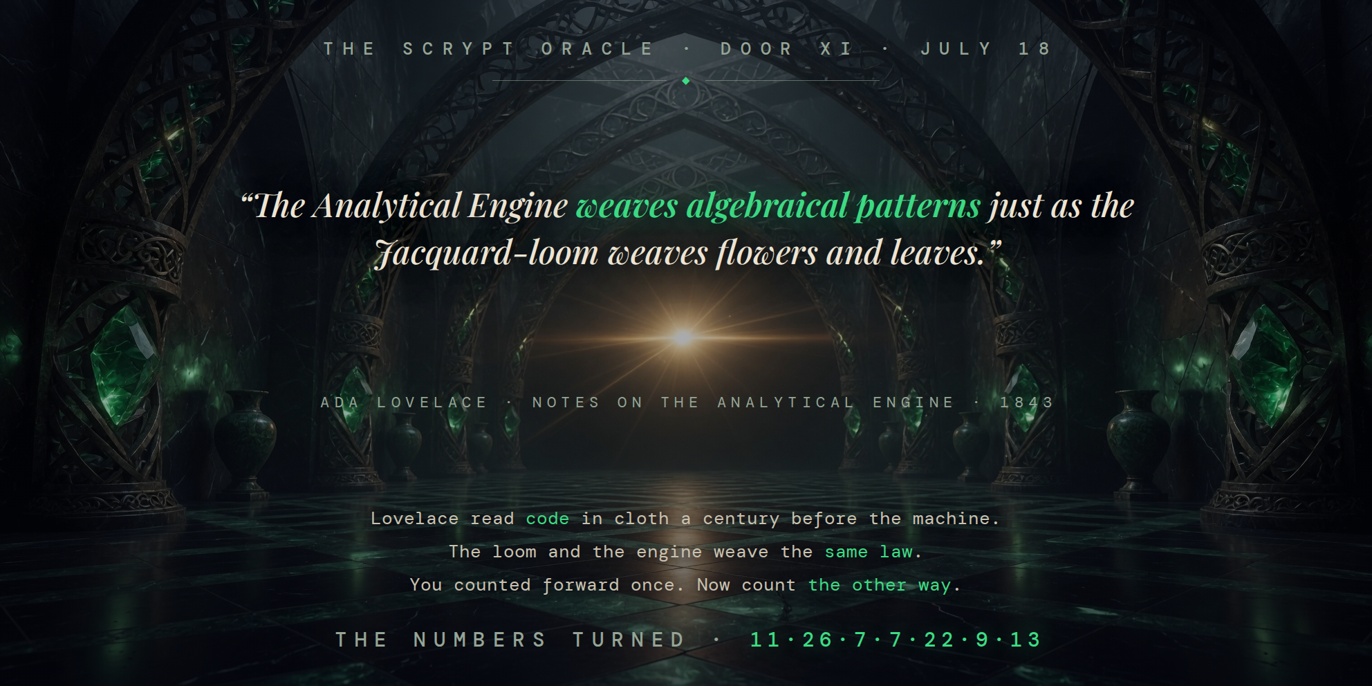 The Scrypt Oracle — Door XI