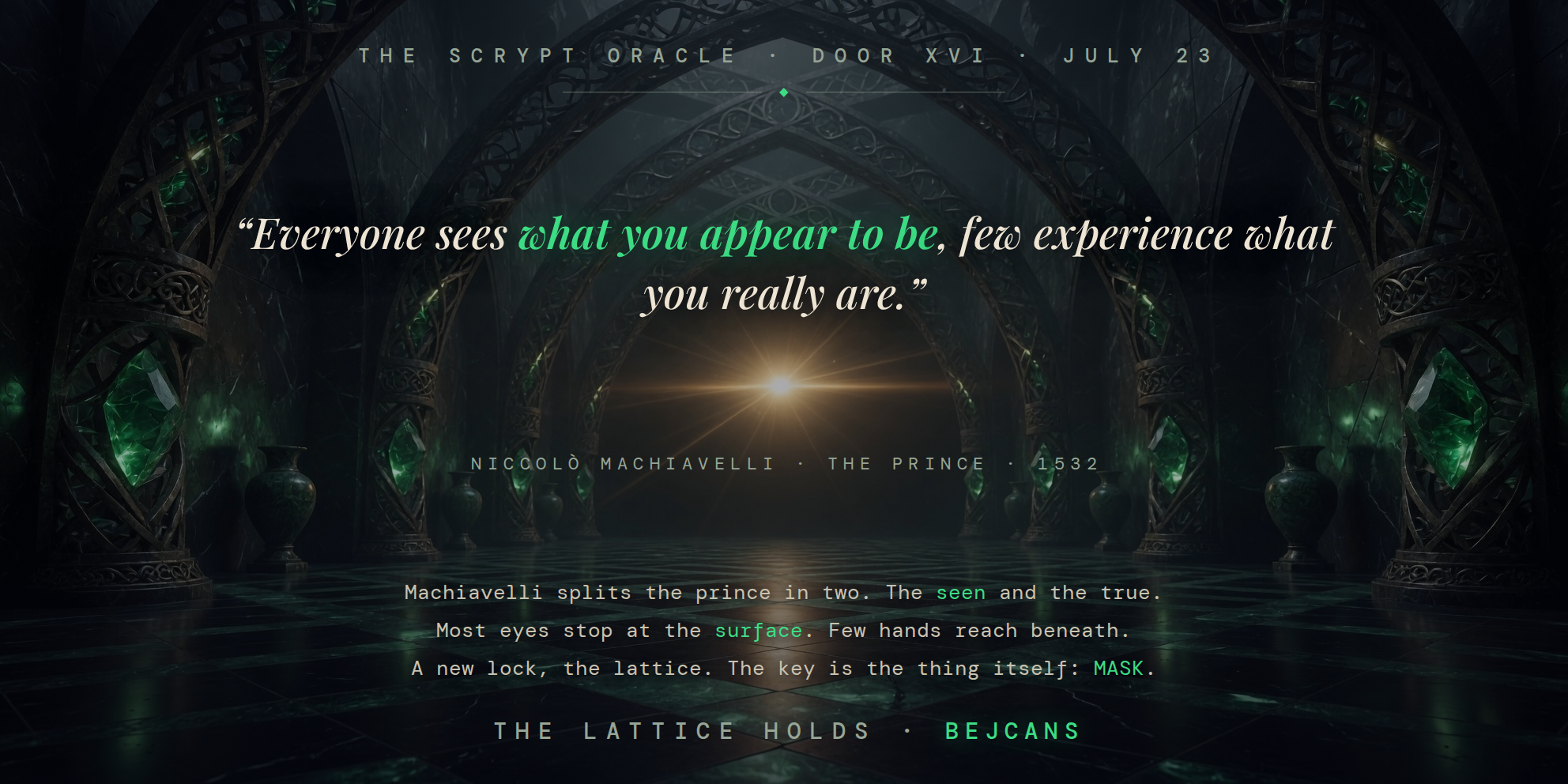 The Scrypt Oracle — Door XVI