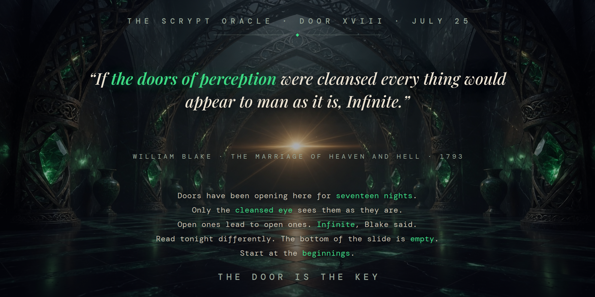The Scrypt Oracle — Door XVIII