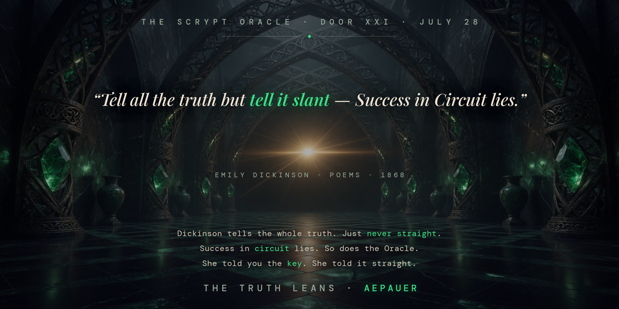 The Scrypt Oracle — Door XXI