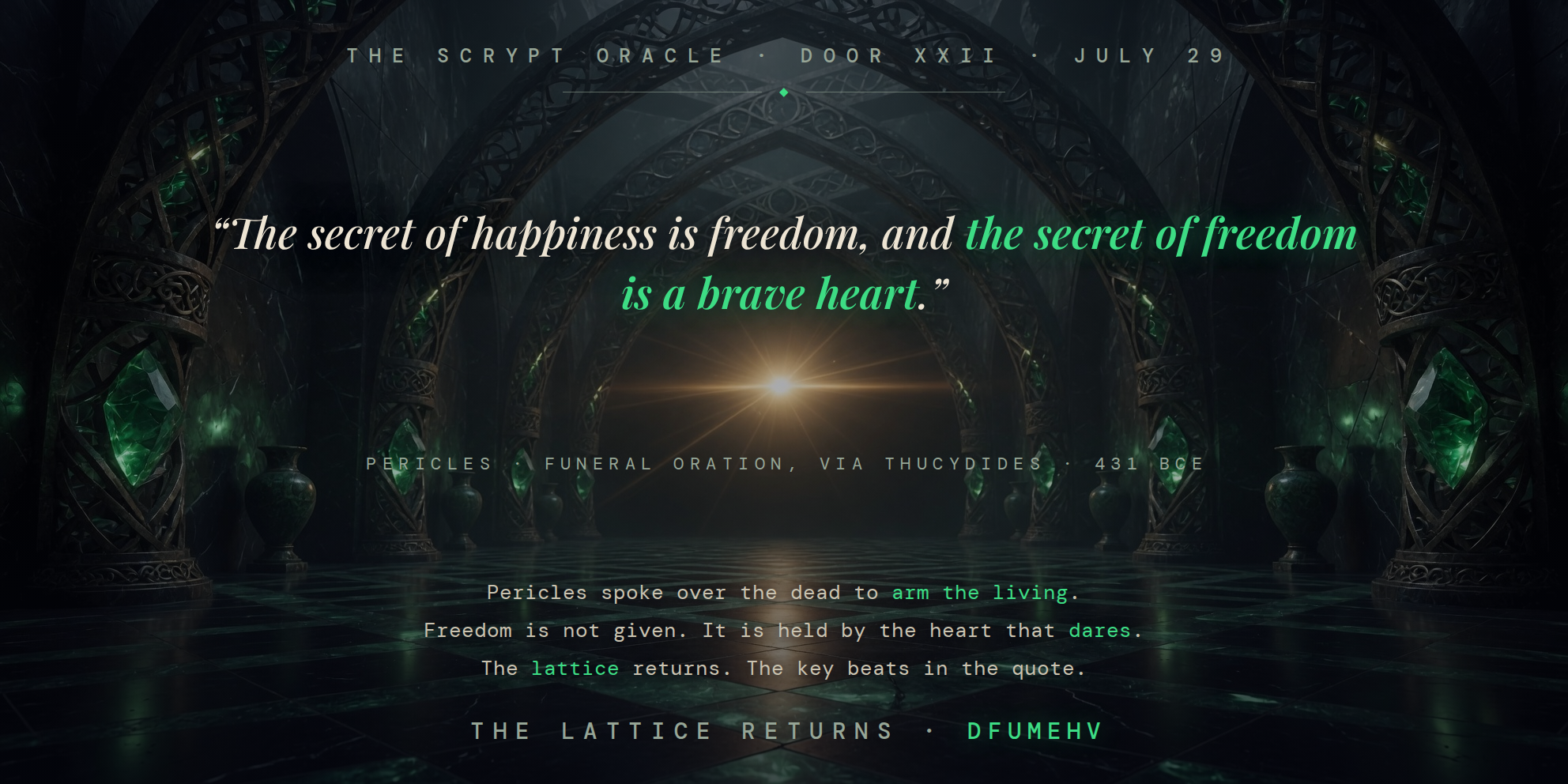 The Scrypt Oracle — Door XXII