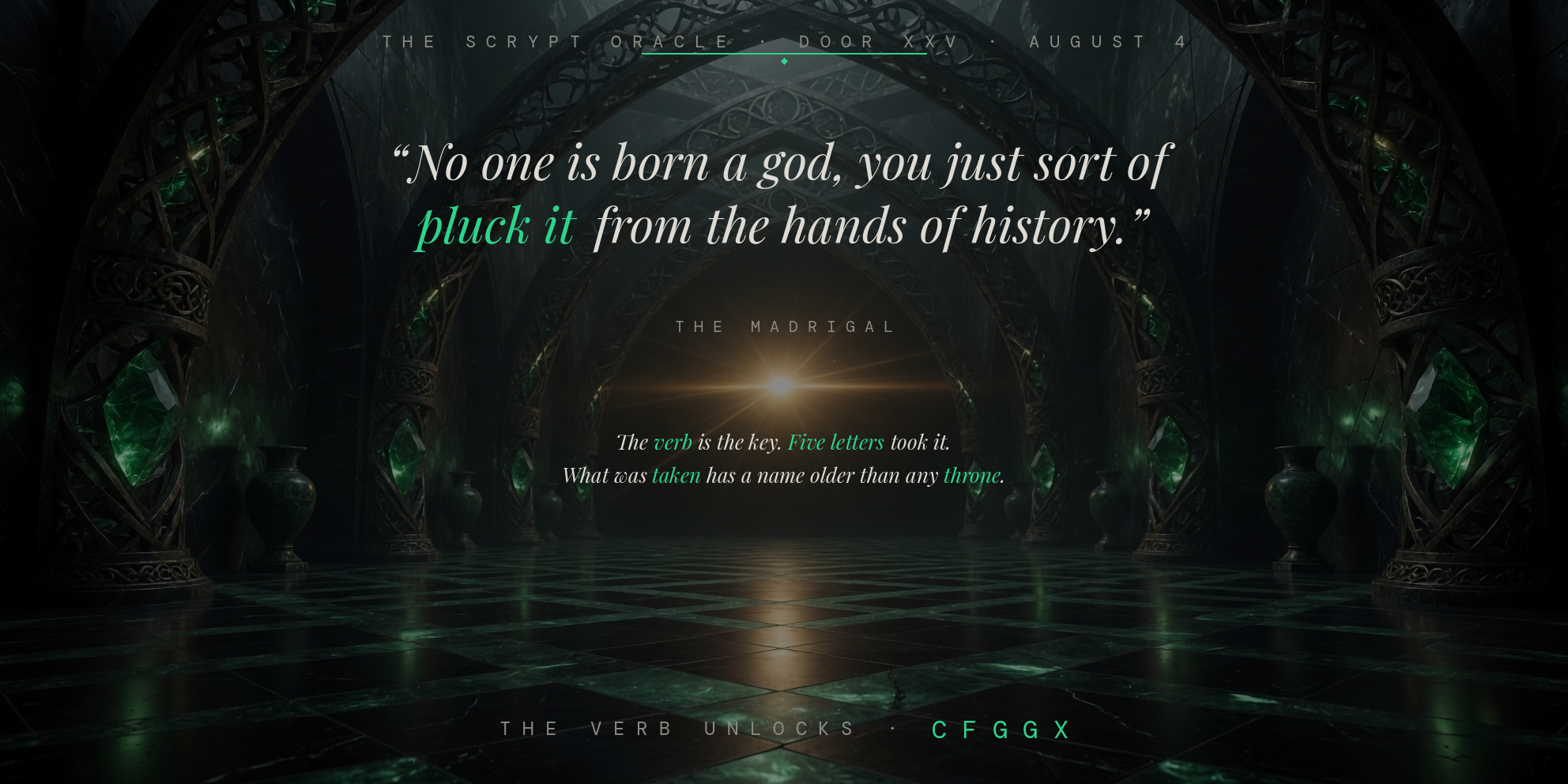 The Scrypt Oracle — Door XXV